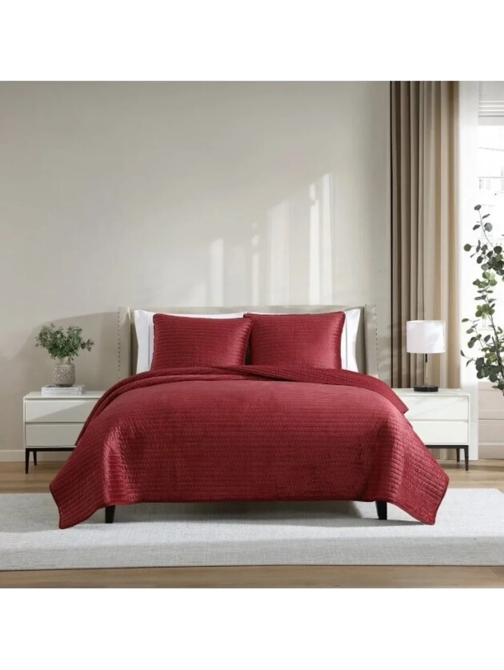 Lenox 3-Piece Quilt Set in Red FULL/QUEEN